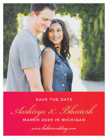 Our India Ombre Save the Date Cards are a perfectly gorgeous way to announce the special day. 