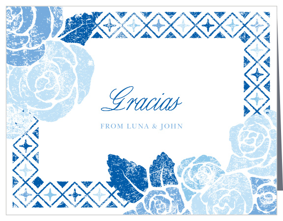 Utilize the faded floral mosaic design of our Mexican Flowers Wedding Thank You Cards to express your deep appreciation for your guests.