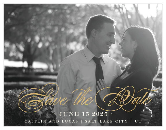 Give your guests the advance notice they need to ensure they can be at your wedding with the remarkable elegance of our Deco Diamonds Save-the-Date Cards.