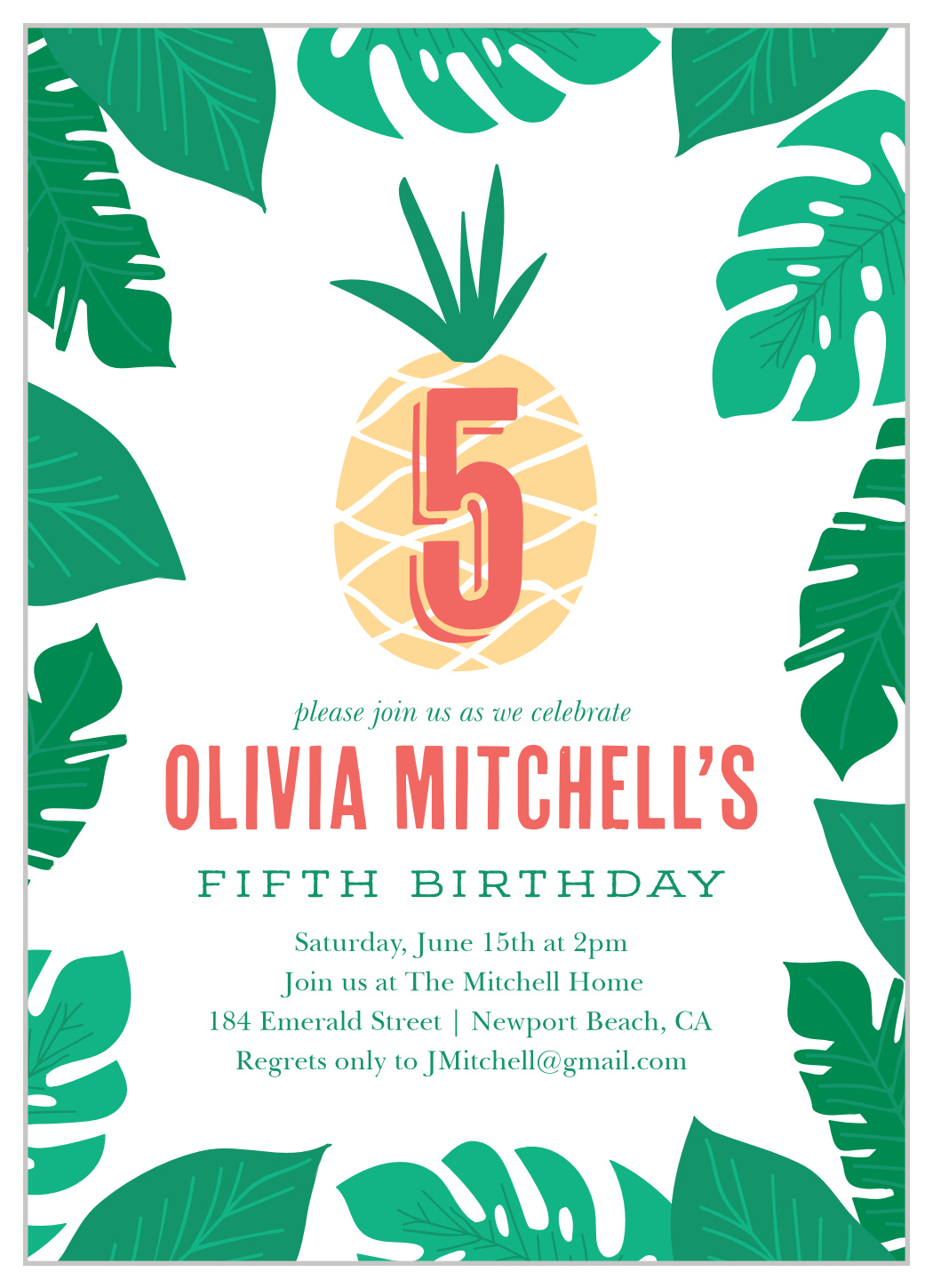 Aloha Pineapple Children's Birthday Invitations