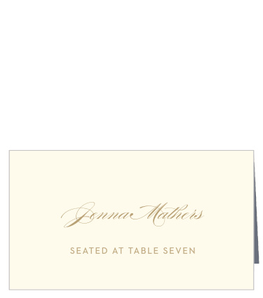 Help each of your RSVPs find the seats you've chosen for them with our Filigree Frame Place Cards. A lovely cream background offers the perfect complement to your tan text, spelling out your loved ones' names in a swirling script above the table number in elegant print.