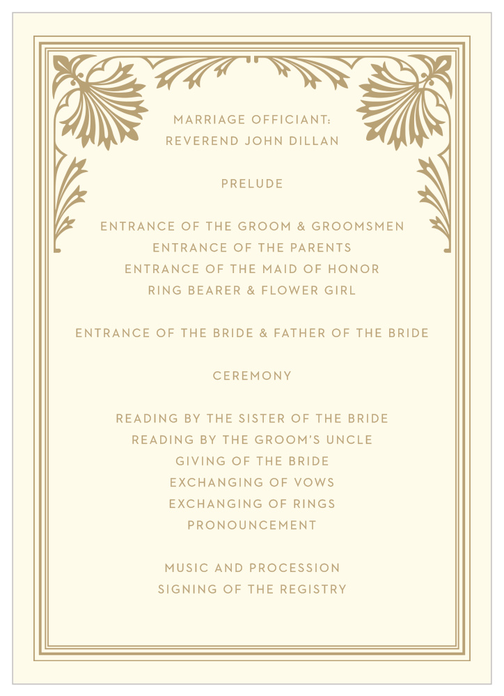 Filigree Frame Wedding Programs