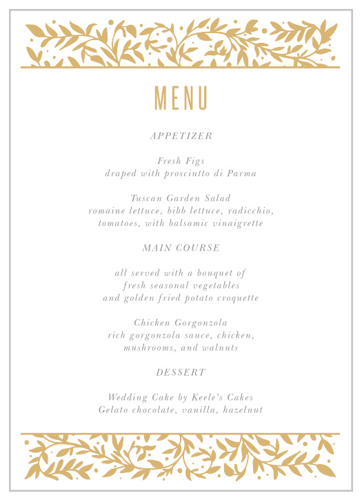 Our Medieval Library Wedding Menus will have your guests beaming with delight.
