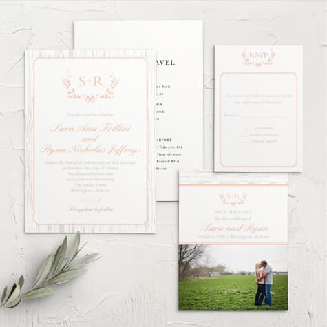 Rustic Wreath Wedding Invitations