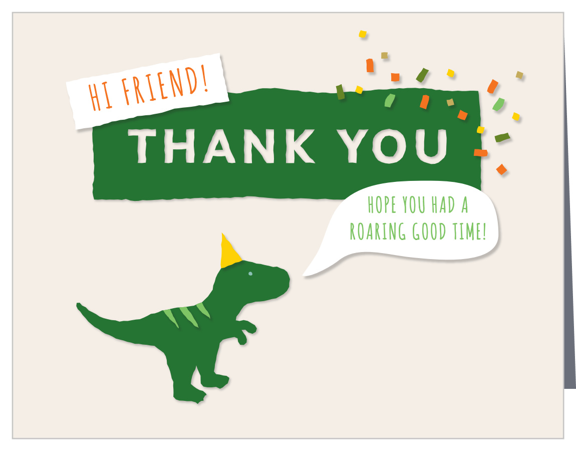Dinosaur Bash Children's Birthday Thank You Cards by Basic Invite