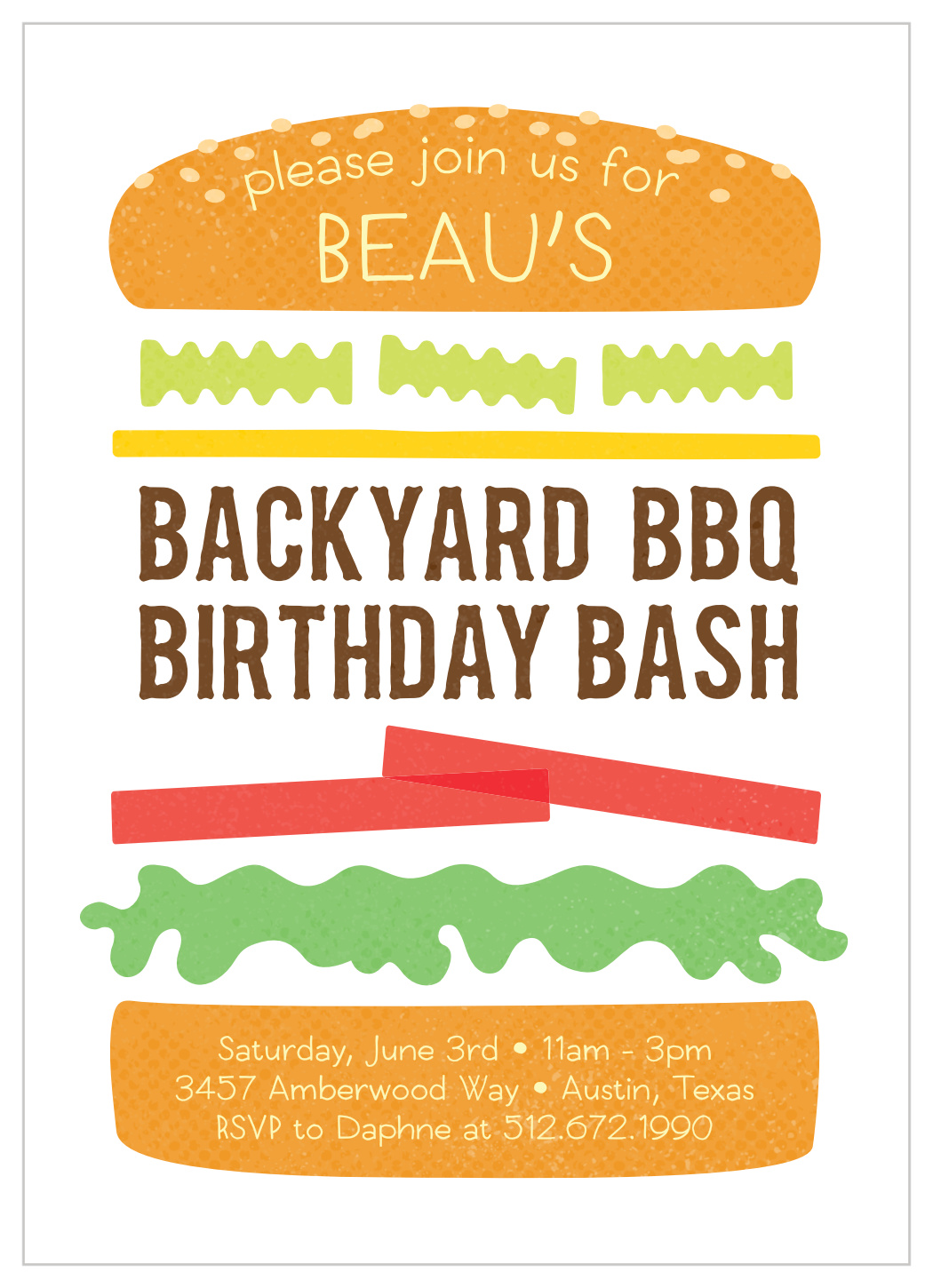 Backyard BBQ Children's Birthday Invitations