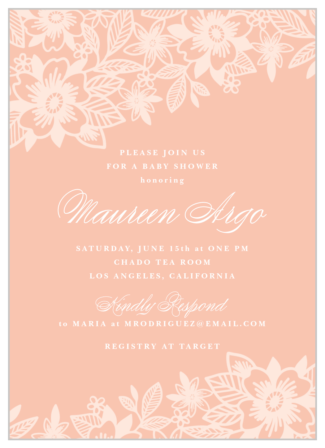 Lovely Floral Baby Shower Invitations