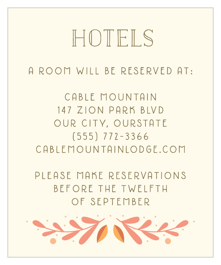 Rustic Fall Accommodation Cards