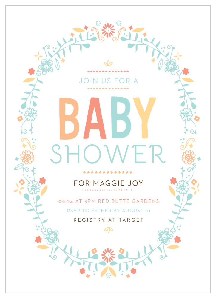 Baby Wreath Baby Shower Invitations