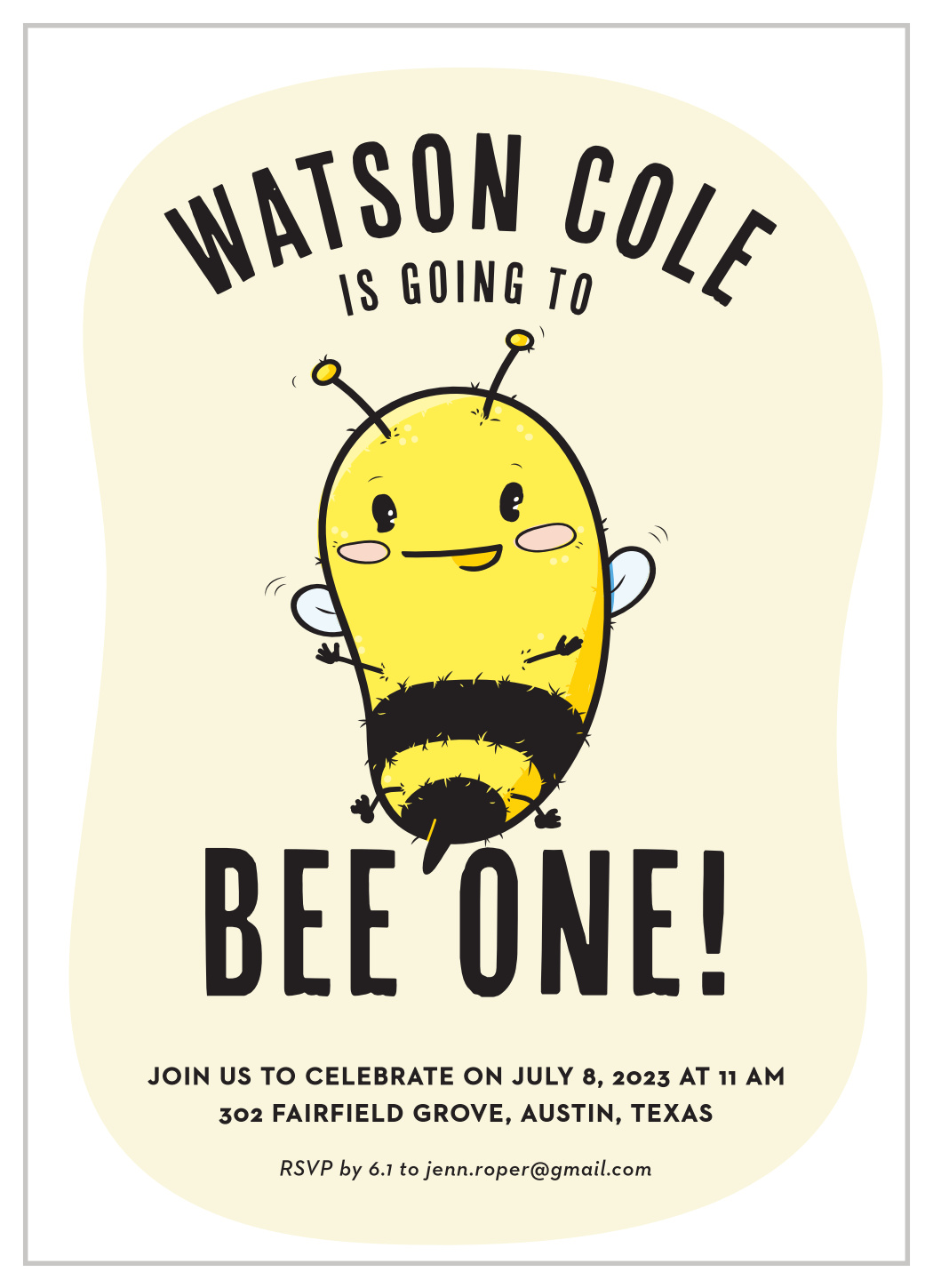 Little Bee First Birthday Invitations