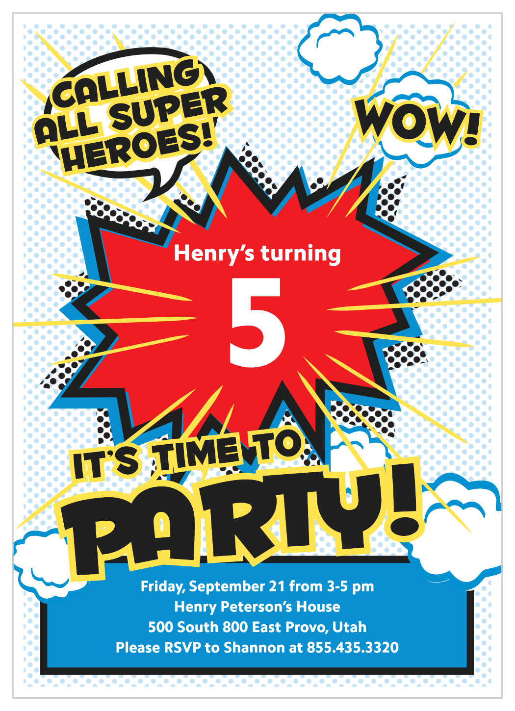 Superhero Party Children's Birthday Invitations