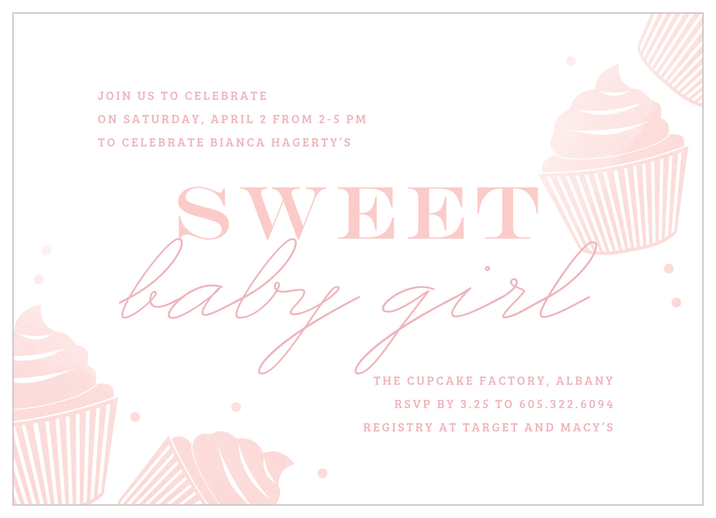 Sweet Baby Girl Baby Shower Invitations