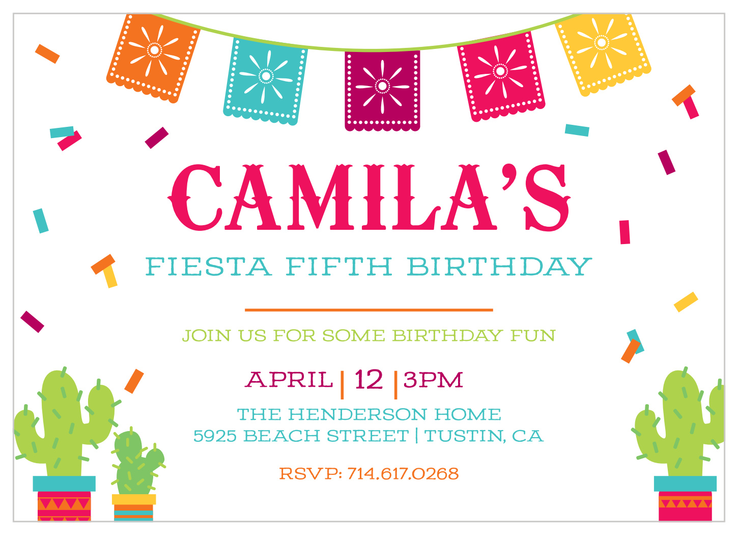 Fiesta Time Children's Birthday Invitations