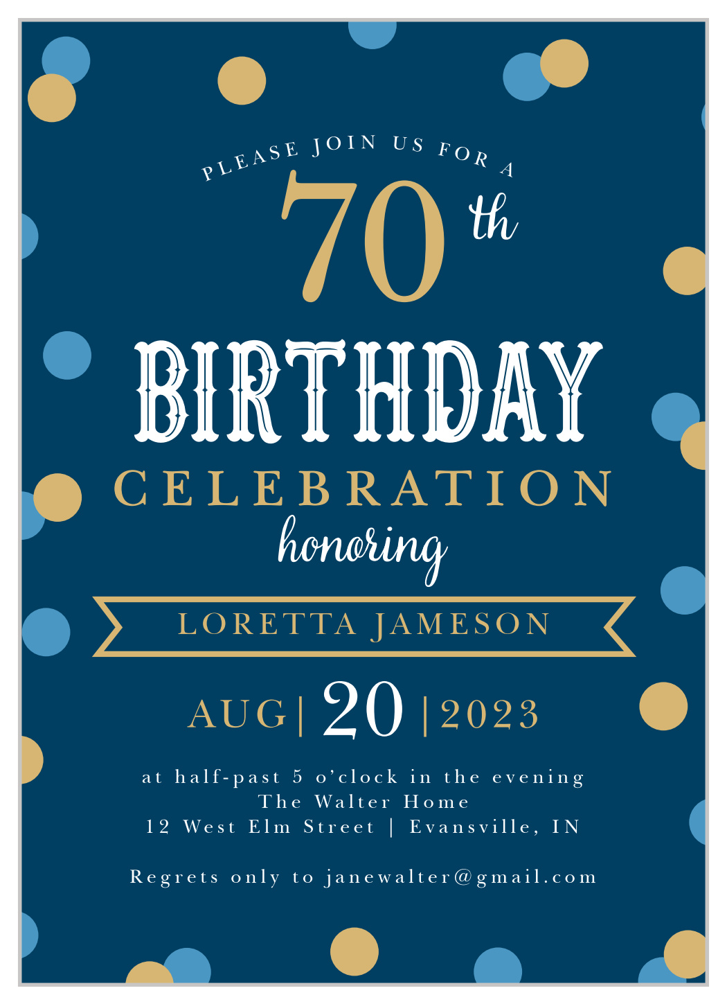 Golden Confetti Milestone Birthday Invitations