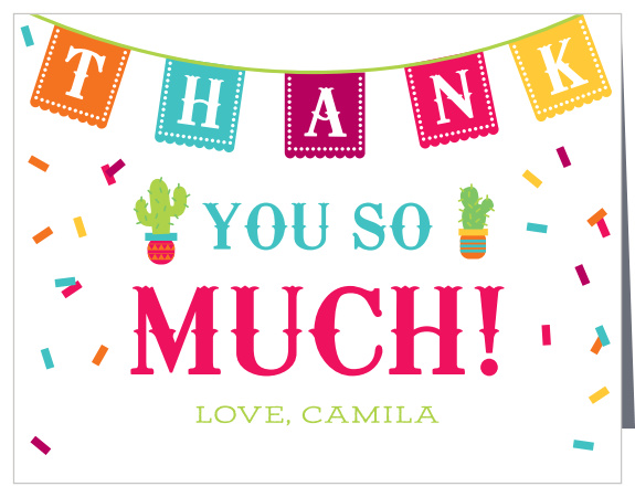 Tell your guests "gracias" with our Fiesta Time Children's Birthday Party Thank You Cards.