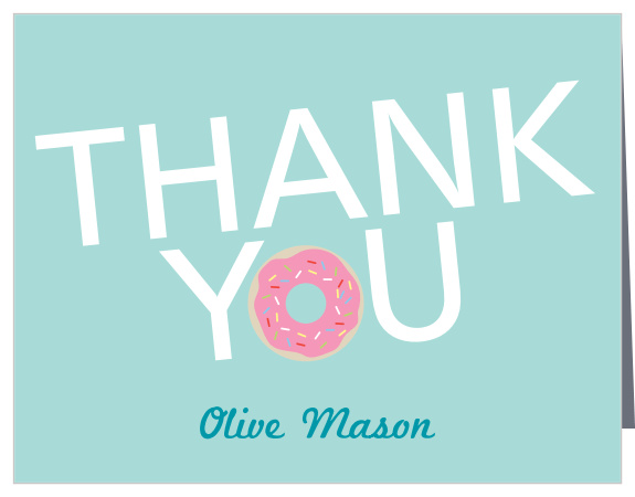 Treat your party guests to a sweet "thank you" with our Donut Miss Children's Birthday Party Thank You Cards!