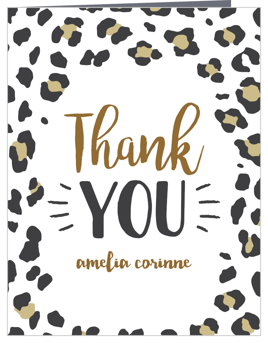 Leopard Print First Birthday Thank You Cards