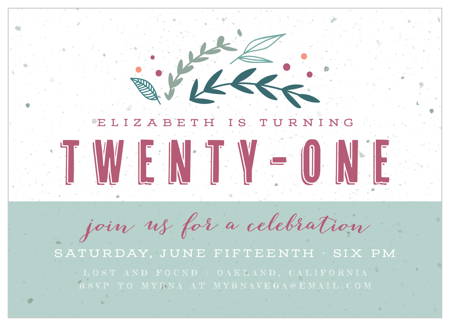 Sweet Laurels Milestone Birthday Invitations