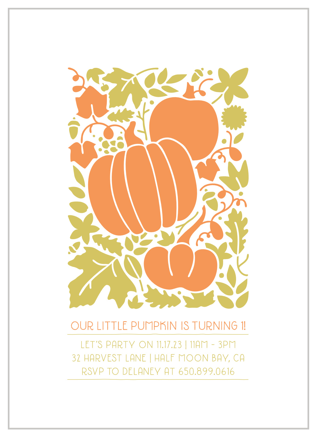 Little Pumpkin Children's Birthday Invitations