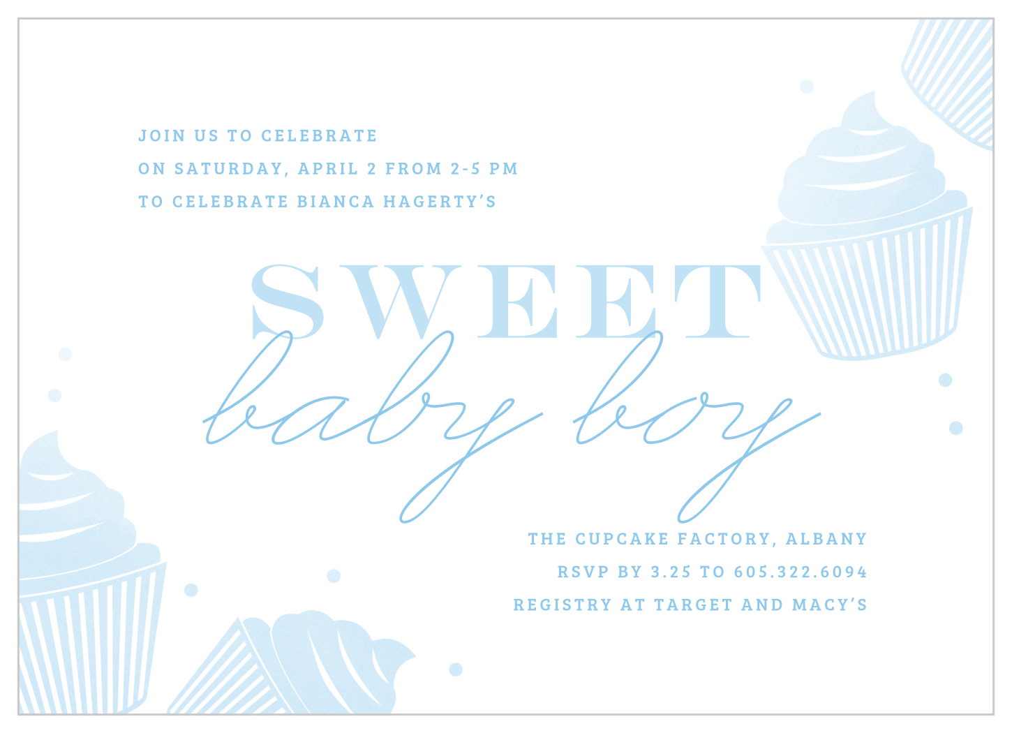 Sweet Baby Boy Baby Shower Invitations