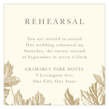 Our Vintage Autumn Rehearsal Cards have a vintage charm that will have your guests beaming with delight. 