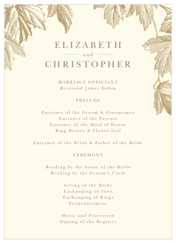 Vintage Autumn Wedding Programs have a vintage charm that will have your guests beaming with delight.