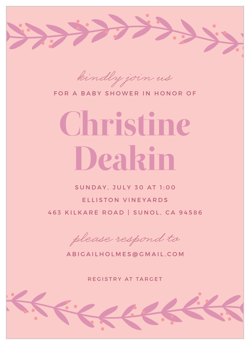 New Vine Baby Shower Invitations