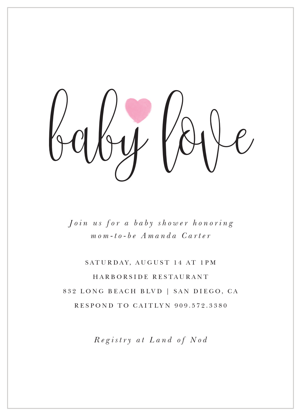 Simple Love Baby Shower Invitations