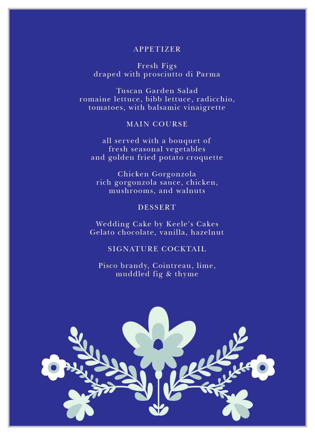 Festive Florals Wedding Menus