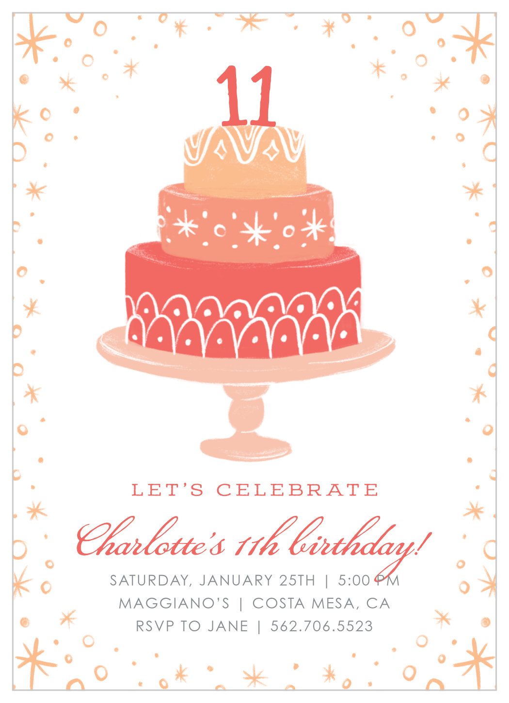 Tiered Cake Children's Birthday Invitations