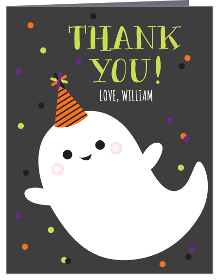 Thank you guests for truly spooktacular time with our Halloween Ghost Children's Birthday Party Thank You Cards.