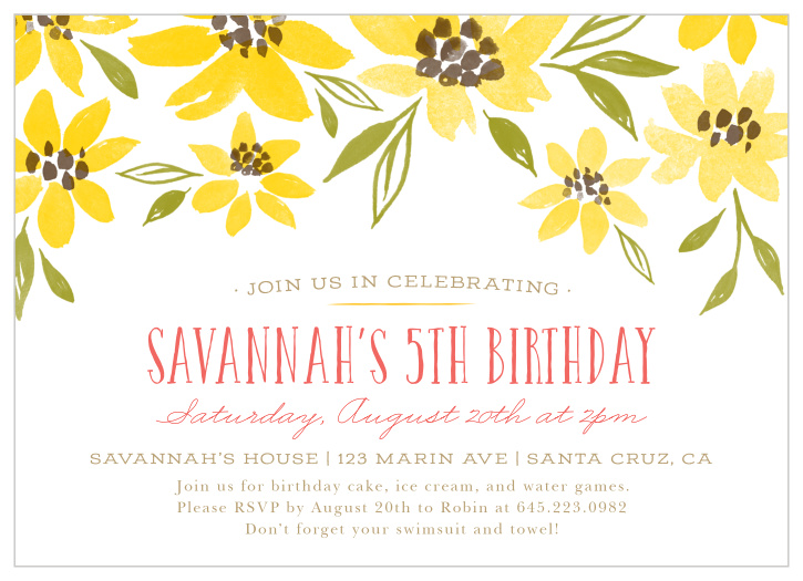 Announce your child's party with our favorite Painted Sunflowers Children's Birthday Party Invitations!