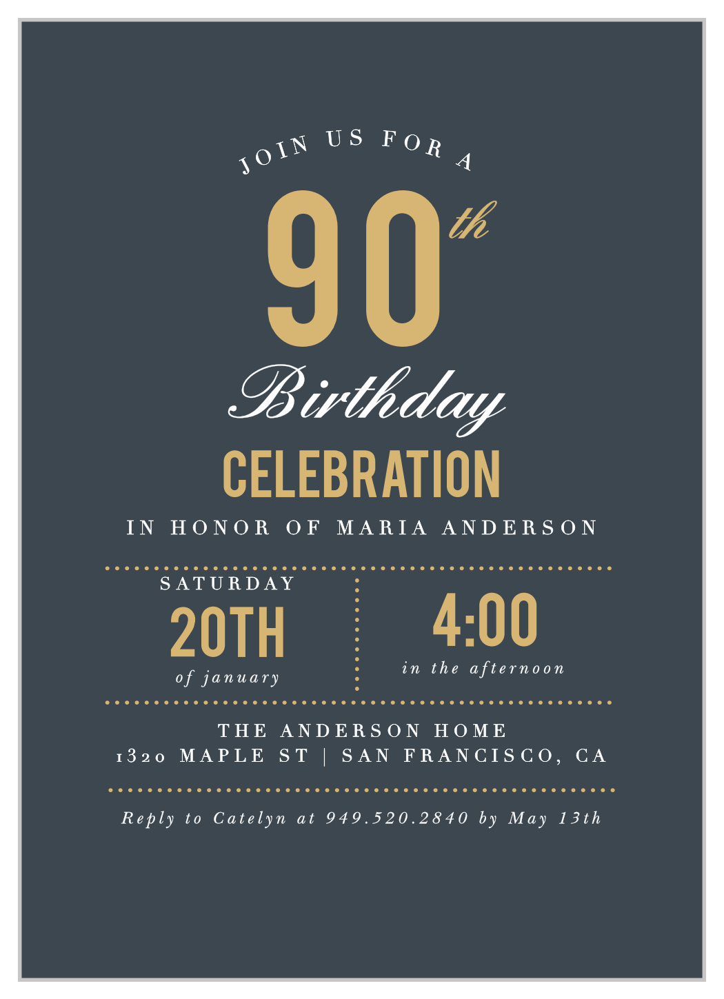 Nifty Ninety Milestone Birthday Invitations