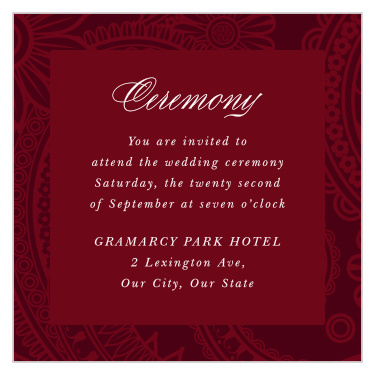 Set the stage for your wedding ceremony with our elegant Forever Paisley Ceremony Cards.