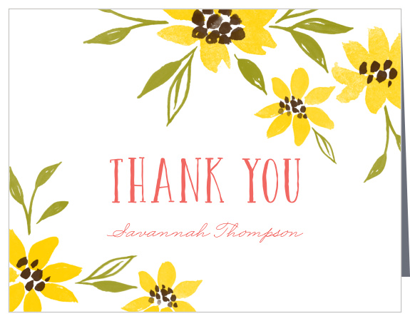 Painted Sunflowers Children's Birthday Party Thank You Cards transform your simple "thank you" into a sunny and bright message every recipient will appreciate!