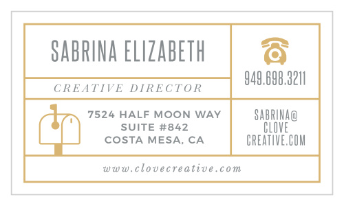 Our Modern Grid Business Cards cleanly display a multitude of information within a gold foiled grid.