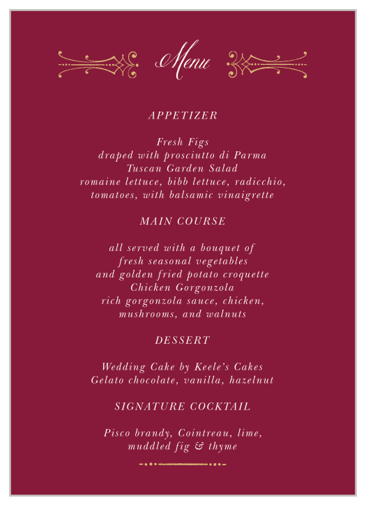 Our Royal Fairytale Wedding Menus have everything you need to compliment your happily ever after wedding.