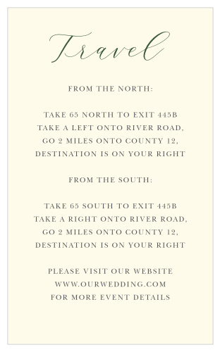 Give your guests the information they need in order to arrive at your wedding venue on time and in style with our Forest Fairytale Direction Cards.