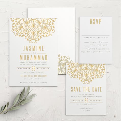 Golden Lace Wedding Invitations