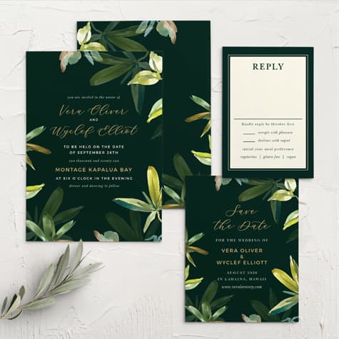 Hawaii Palm Leaves Wedding Invitations