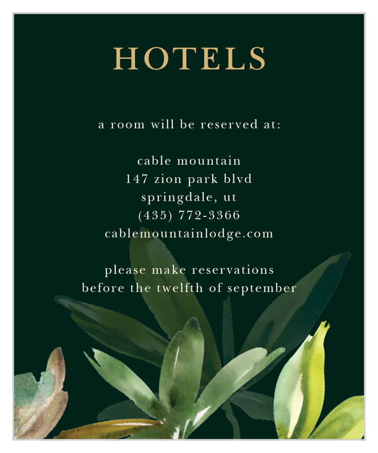 Hawaii Palm Leaves Accommodation Cards