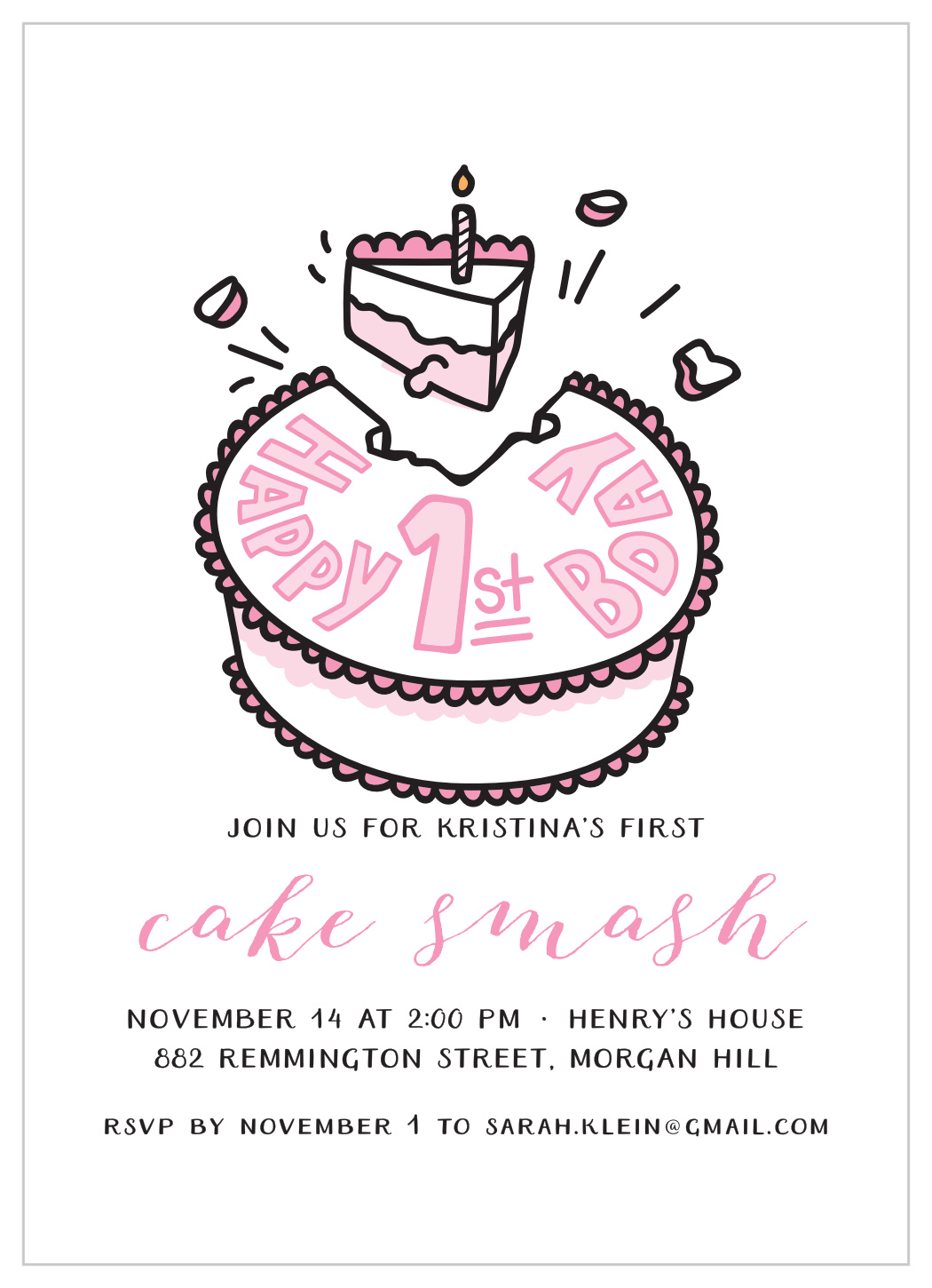 Cake Smash Children's Birthday Invitations