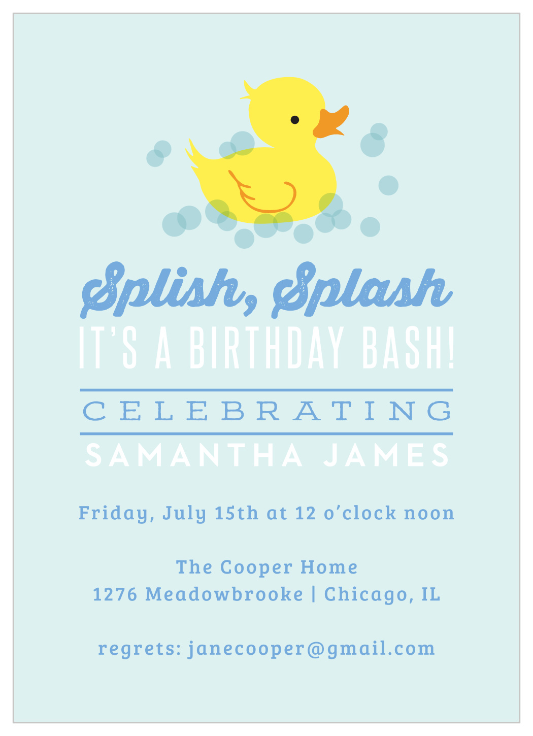 Rubber Duckie Children's Birthday Invitations