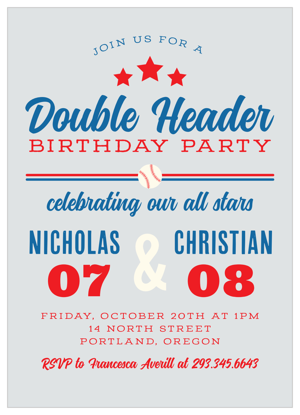 Double Header Children's Birthday Invitations