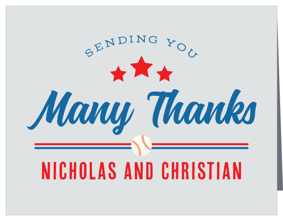 Your guests will feel like they won a trophy when they receive one of our  Double Header Children's Birthday Party Thank You Cards in the mail!