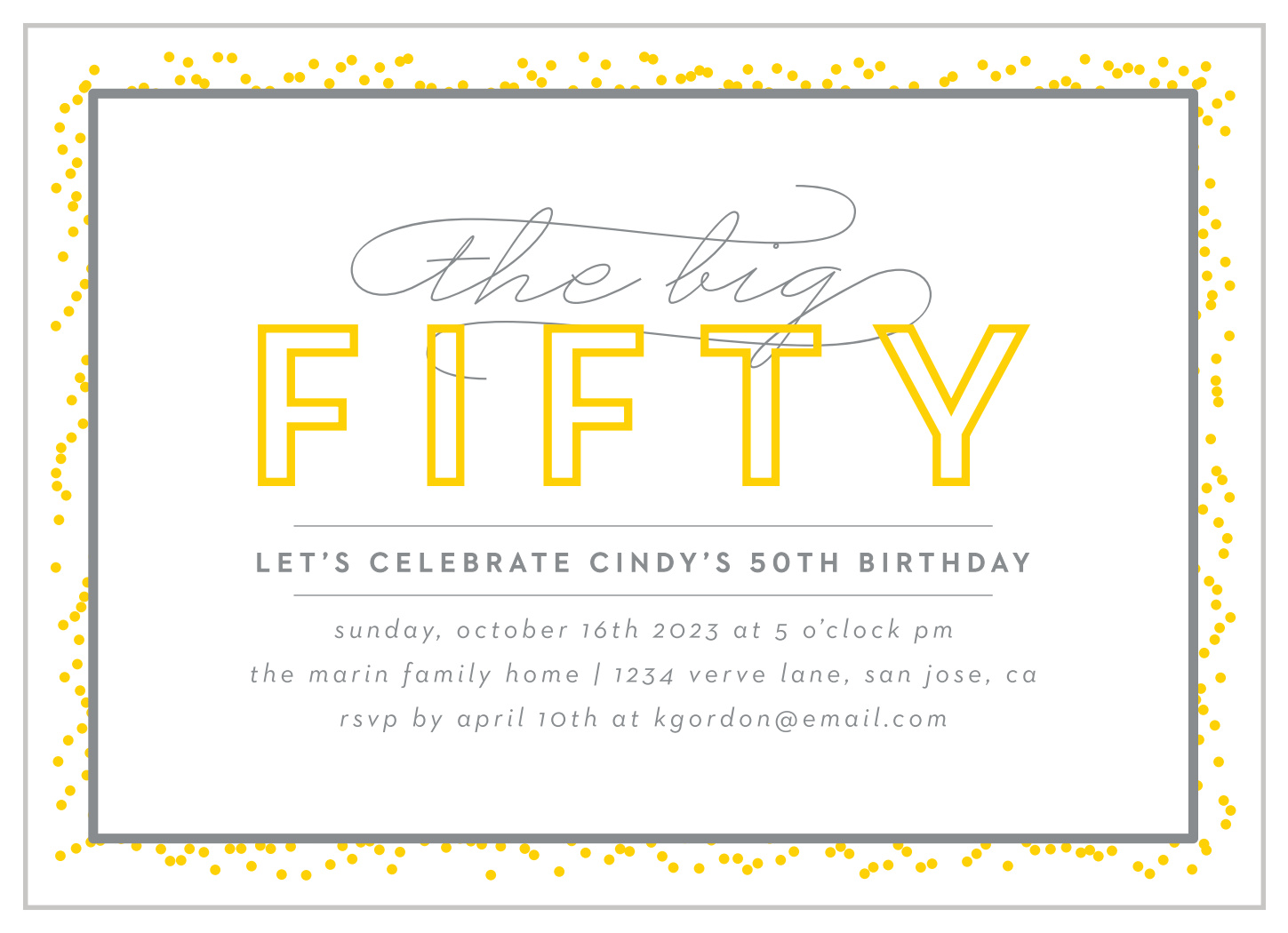 Big Fifty Milestone Birthday Invitations
