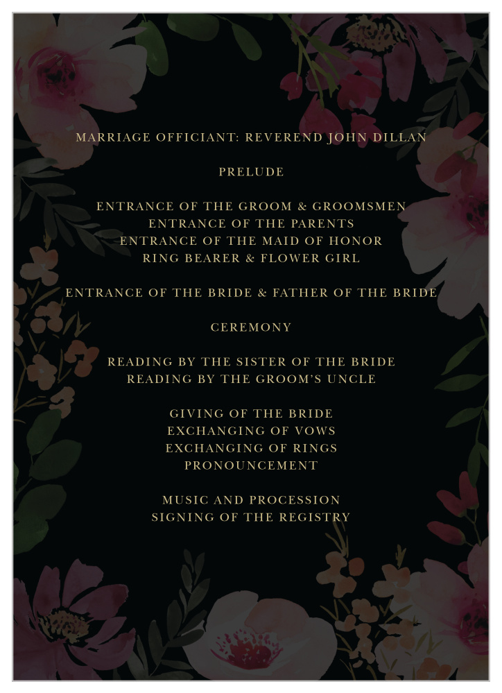 Gothic Flowers Wedding Programs