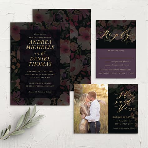 Gothic Flowers Wedding Invitations