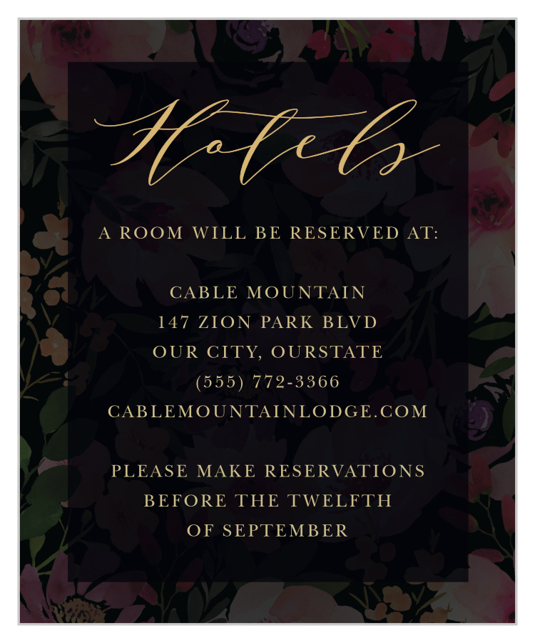 Gothic Flowers Accommodation Cards