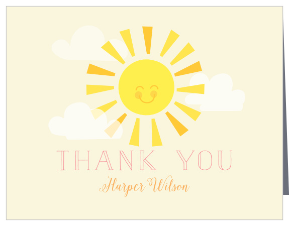 Ray of Sunshine Children's Birthday Party Thank You Cards transform your simple "thank you" into a sunny and bright message every recipient will appreciate! 